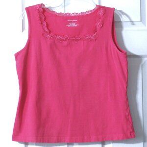 Christopher & Banks Women's Large Pink Sleeveless Top Blouse with Lace